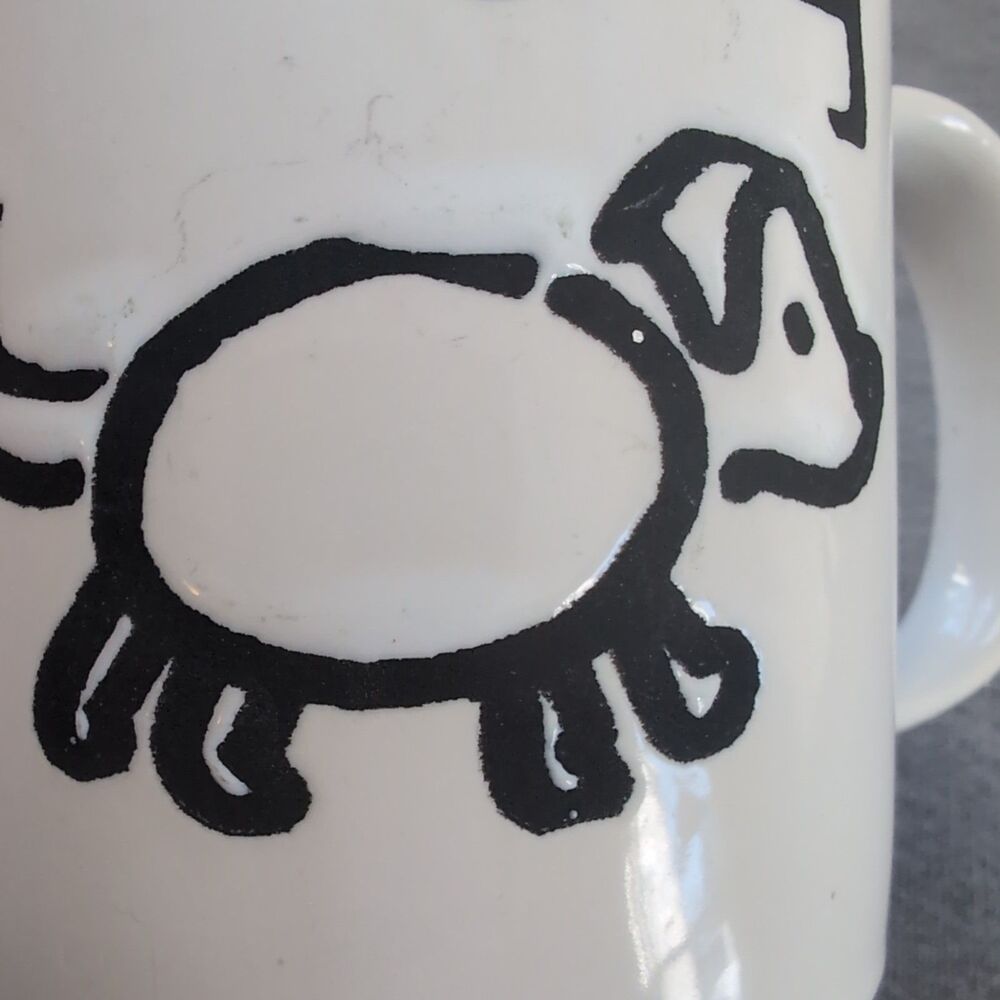 Vintage Just Mugs Black White Dog Flower Coffee Mug England - Picture 8 of 8